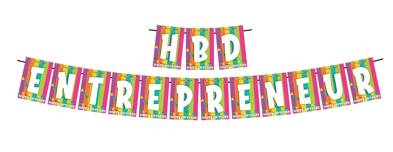Balloonistics HBD Entrepreneur Happy Birthday Banner - Vibrant Rainbow & Bunting Cardstock Bunting - Business, Startup & CEO Theme Birthday Decorations, "Hustle & Celebrate" Backdrop thumbnail 1