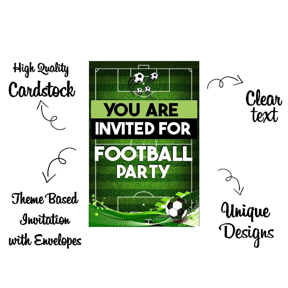 Balloonistics Football Theme Birthday Invitation Cards with Envelopes - Double-Sided Premium Cardstock Soccer Invites for Boys & Sports Fans - 5x7 Inch Game Day Fill-in Invitations for Kids & Teens (Invite Cards - Pack of 10) thumbnail 5