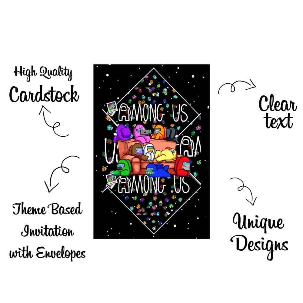Balloonistics Among Theme Birthday Invitation Cards Double-Sided Premium Cardstock Invites Party Supplies for Birthdays (Invite Cards - Pack of 10) thumbnail 5