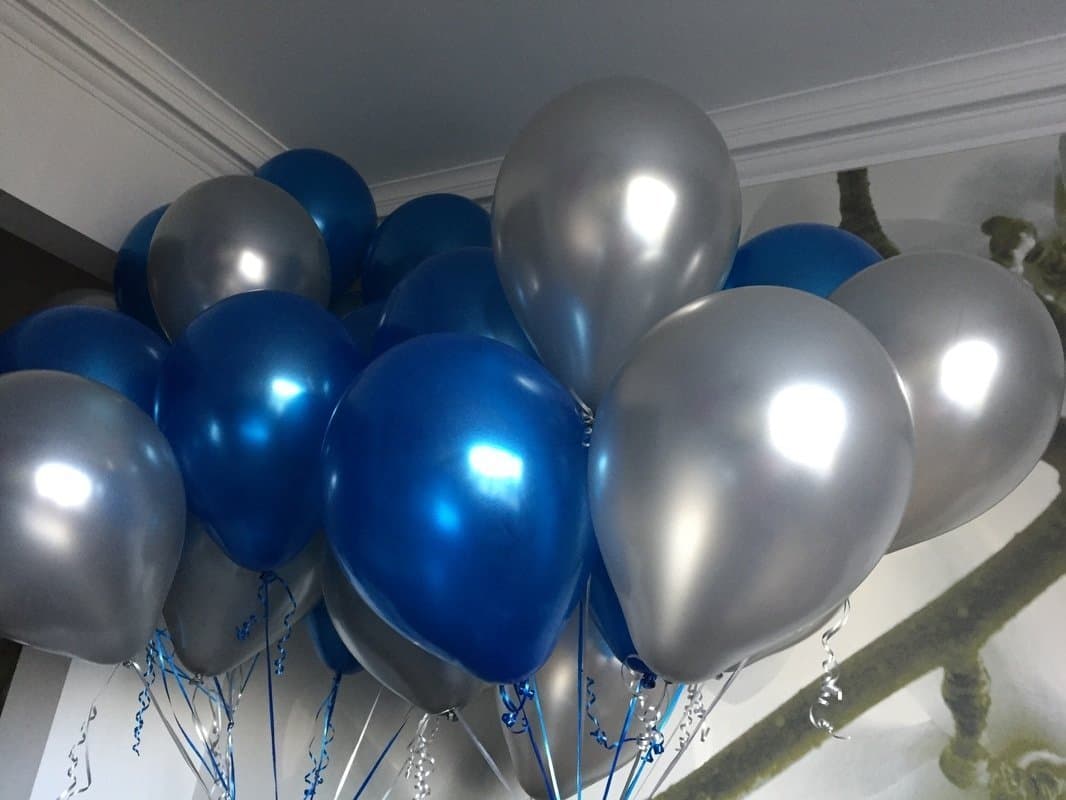 Balloonistics Blue & Silver Metallic HD Balloons – Icy Winter Theme Party Balloons, Pack of 50 for Birthday Decorations thumbnail 3