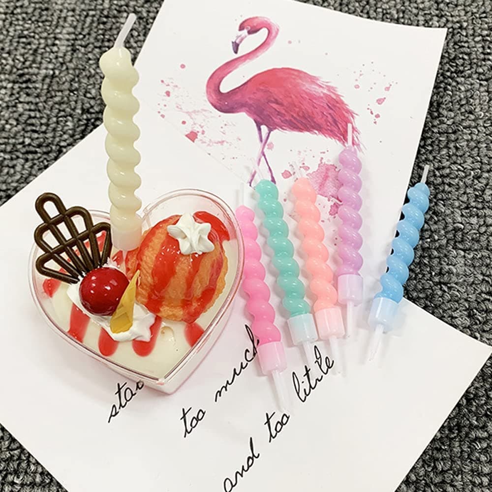 Balloonistics Pastel Twisty Birthday Candles – Metallic Curly Coil Candles with Holders, Pack of 6 for Cakes & Cupcakes thumbnail 5
