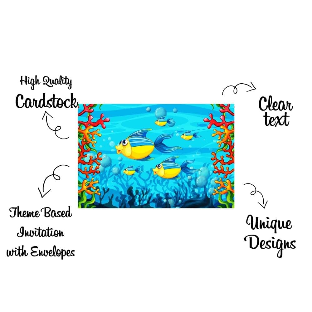 Balloonistics Ocean Underwater Theme Birthday Invitation Cards Double-Sided Cardstock Invites Ocean Life Theme Party Supplies for Kids Party (Invite Cards - Pack of 10) thumbnail 5