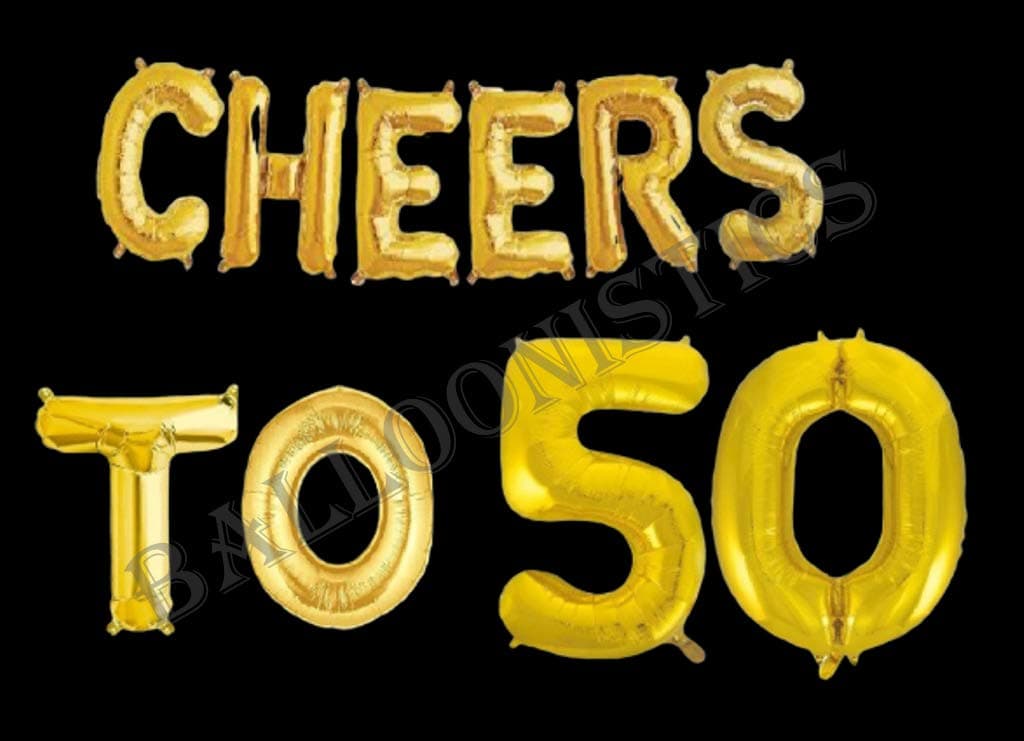 Balloonistics Cheers to Fifty Foil Balloon Combo – “Cheers to 50” & Number 50 Foil Balloon Set for 50th Birthday & Golden Anniversary Party Decorations thumbnail 2