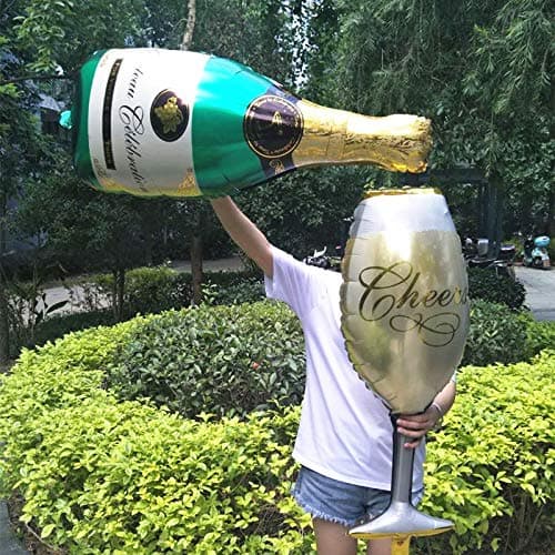 Balloonistics Champagne Bottle & Wine Glass Foil Balloon Set – 36 Inch Balloons for New Year & Anniversary Celebrations thumbnail 2