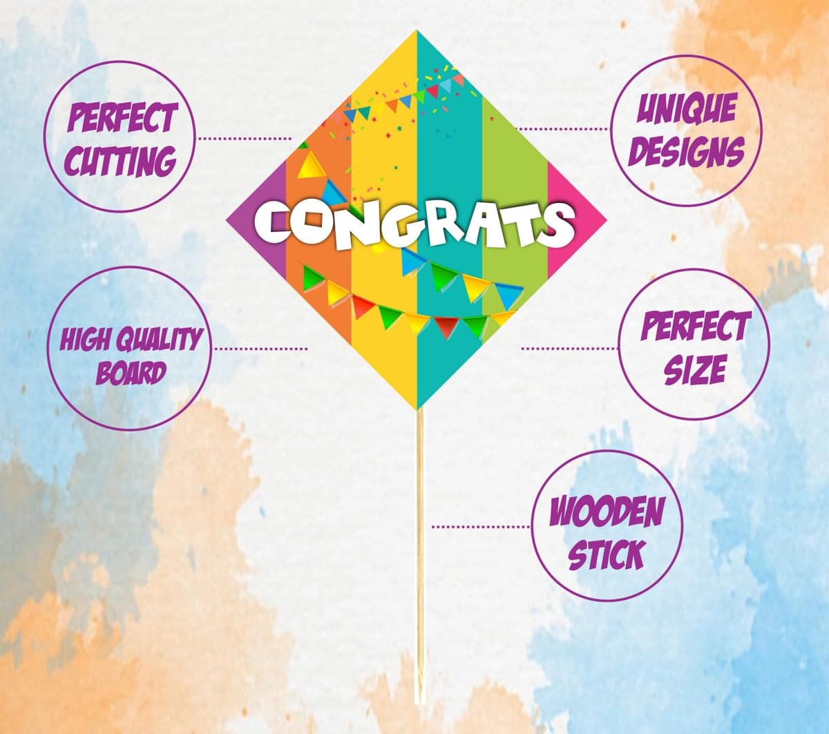 Balloonistics "Congrats" Photo Booth Props (Pack of 10) - Congratulations Graduation & Promotion Party Decorations - Single-Sided Cardstock Photo Props with Bamboo Sticks for Weddings, Graduations & Success Parties (Photo Props - Pack of 10) thumbnail 5