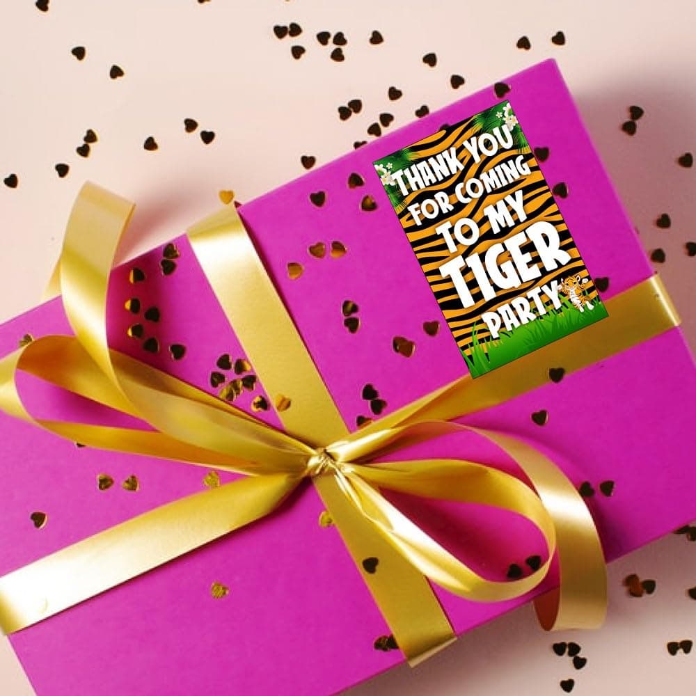 Balloonistics Tiger Theme Thank You Cards - Pack of 20 Premium Matte Note Cards - Jungle Safari & Wild One Birthday Stationery with Matching Envelopes - Double-Sided Cardstock Tiger Face Gratitude Cards (Thank you Cards - Pack of 20) thumbnail 7