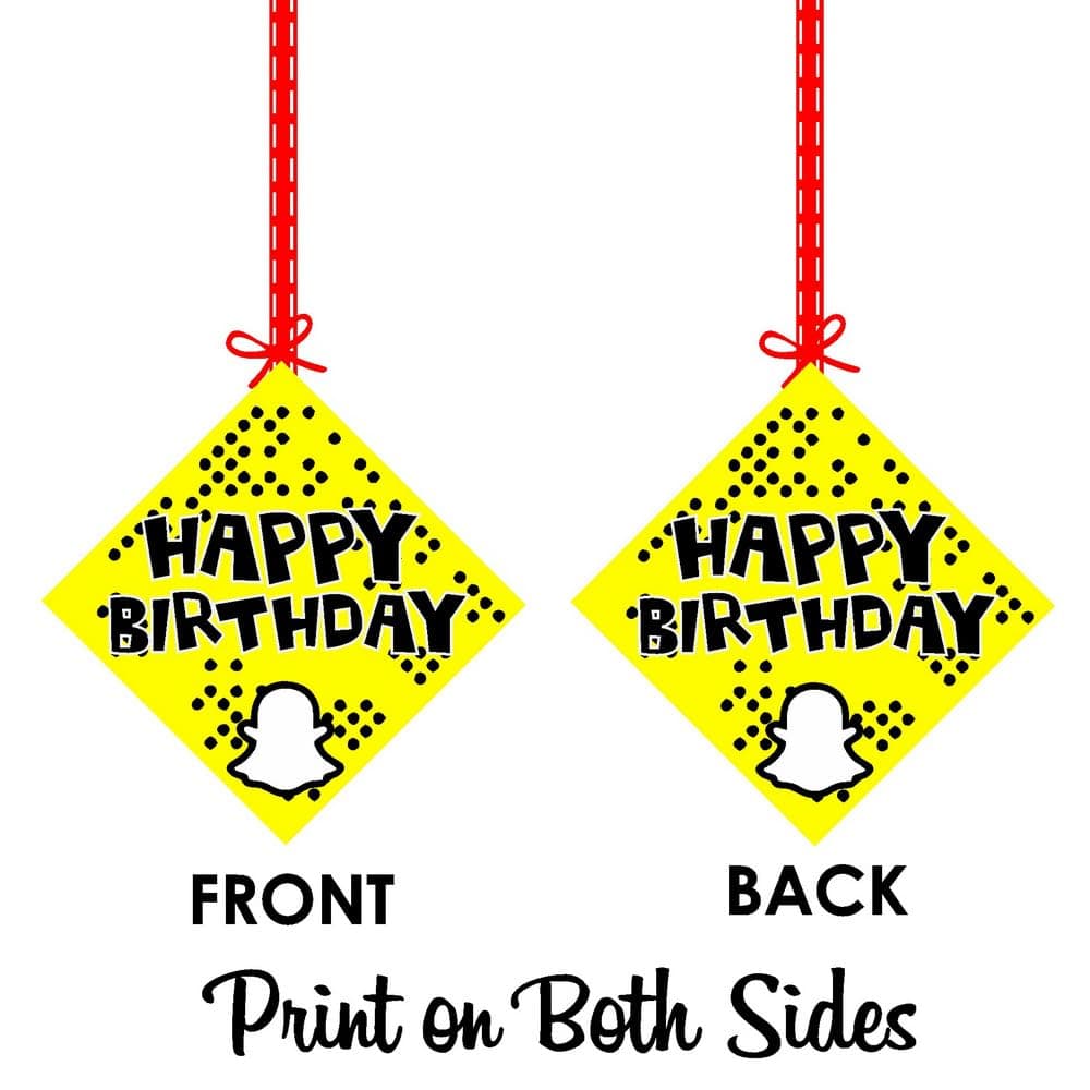 Balloonistics Snapchat Style Hanging Decorations - Pack of 12 Double-Sided Cardstock Social Media Ornaments with Ribbons - Yellow & White "Snap Theme" Party Decor for Teens & Adults thumbnail 8