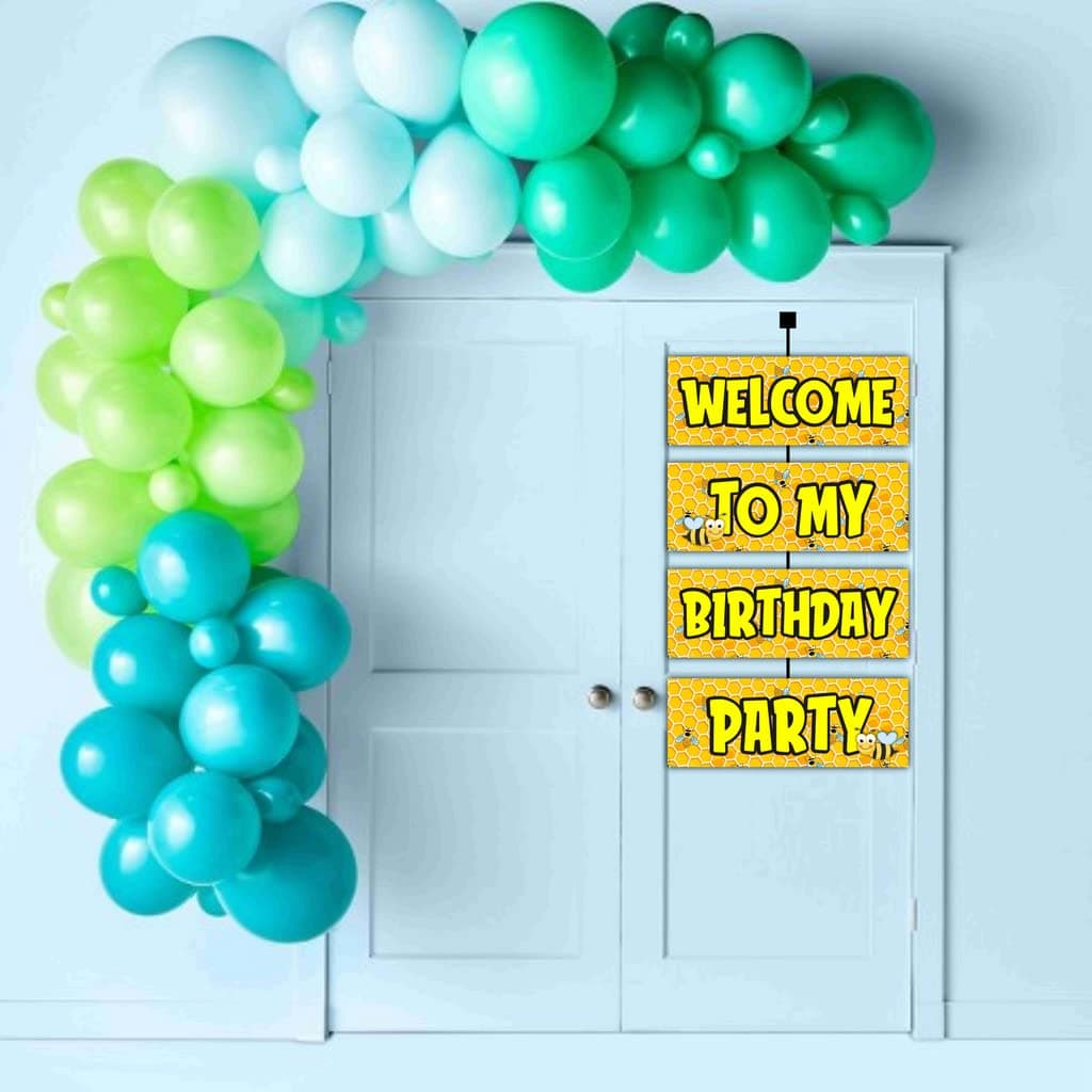 Balloonistics Honey Bee "Welcome" Board 2.3 Feet Large Cardstock Honey Bee Theme Party Decorations Hanging Welcome Sign with Ribbon for Birthday, Indoor & Outdoor (Welcome Outdoor Board) thumbnail 3