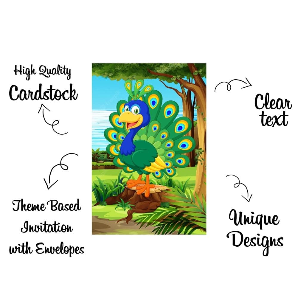 Peacock Theme Invitation Cards (Pack of 10) - Majestic Teal & Gold Fill-In Invitations with Envelopes - Royal Indian Bird & Plumage Stationery, Elegant Party Invites for Birthdays (Invite Cards - Pack of 10) thumbnail 5