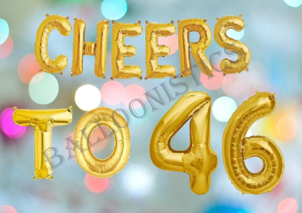 Balloonistics Cheers to Forty Six Foil Balloon Combo – “Cheers to 46” & Number 46 Foil Balloon Set for 46th Birthday & Anniversary Party Decorations thumbnail 3