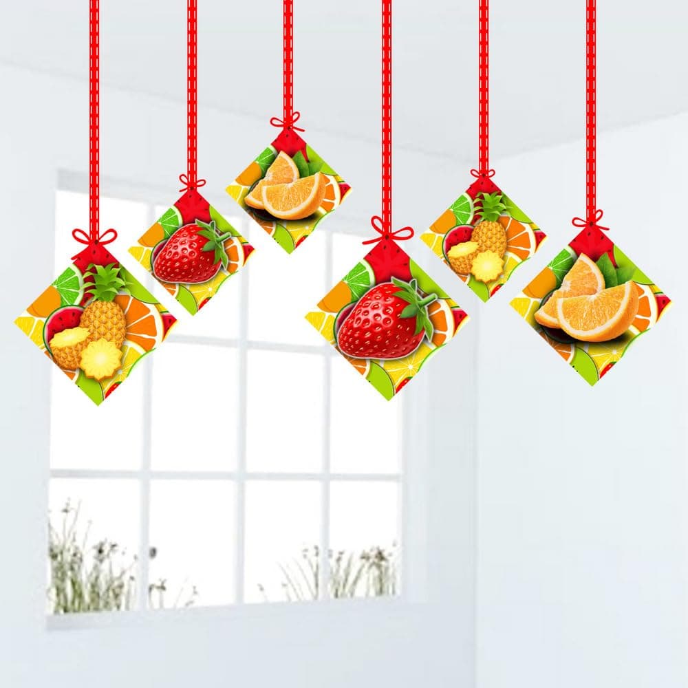 Balloonistics Fruit Theme Happy Birthday Hanging Decorations - Double-Sided Cardstock "Tutti Frutti" Cutouts - Summer Berry & Citrus Ceiling Decor for Kids - Includes Ribbons (Hangings - Pack of 12) thumbnail 1
