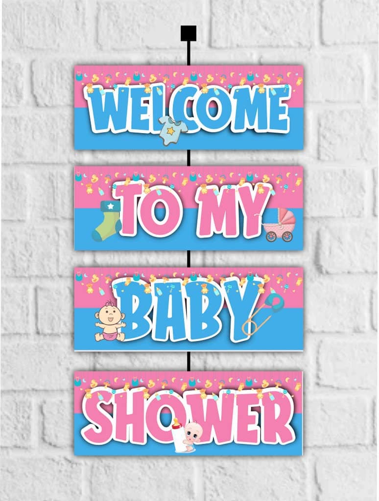 Balloonistics Baby Shower Welcome Board - Large 2.3 Feet Cardstock Entrance Sign for Indoor & Outdoor Use - for Boys & Girls, Soft Pastel Theme Party Decorations - Includes Hanging Ribbons - Elegant Baby Celebration Decor. (Welcome Outdoor Board) thumbnail 1