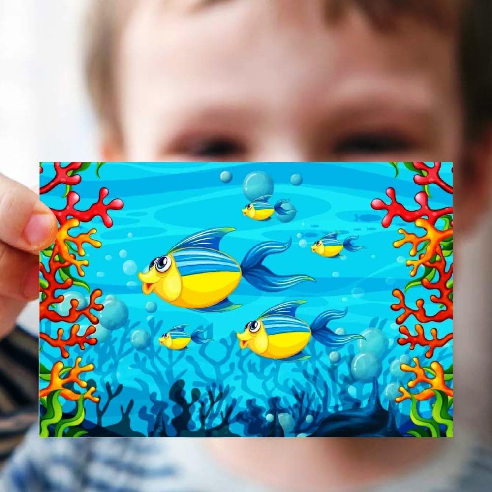 Balloonistics Ocean Underwater Theme Birthday Invitation Cards Double-Sided Cardstock Invites Ocean Life Theme Party Supplies for Kids Party (Invite Cards - Pack of 10) thumbnail 2