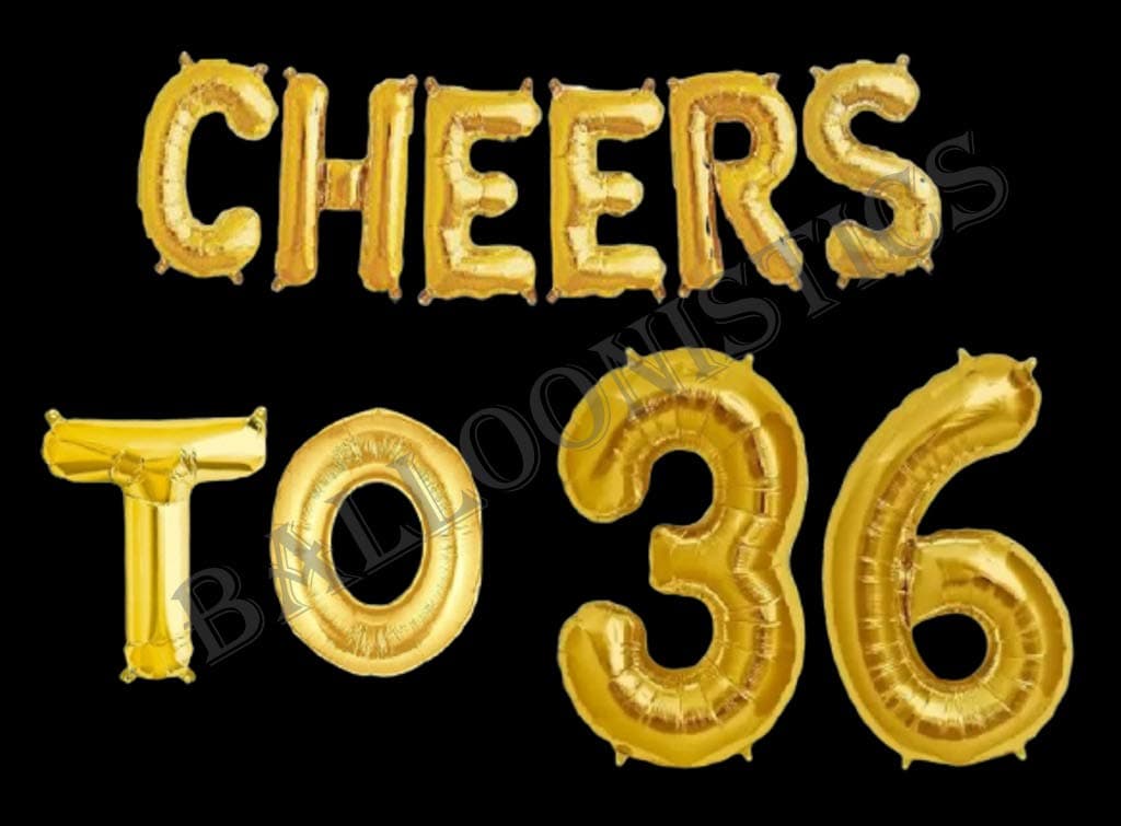 Balloonistics Cheers to Thirty Six Foil Balloon Combo – “Cheers to 36” & Number 36 Foil Balloon Set for 36th Birthday & Anniversary Party Decorations thumbnail 2