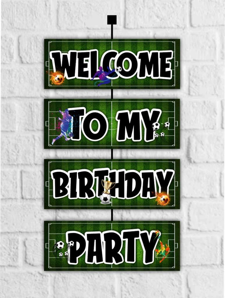 Balloonistics Football Theme Birthday Welcome Board (2.3 Feet) - Large Soccer Stadium Entrance Sign for Boys & Sports Fans - Premium Cardstock Game Day Party Decor with Ribbons for Indoor & Outdoor Use (Welcome Outdoor Board) thumbnail 1