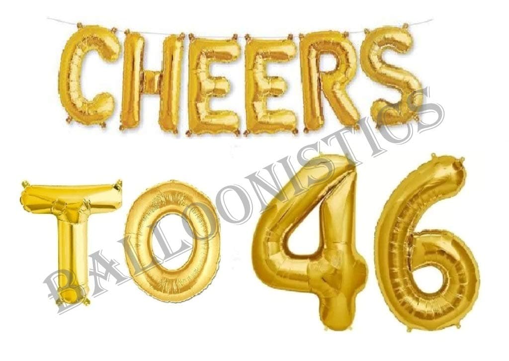 Balloonistics Cheers to Forty Six Foil Balloon Combo – “Cheers to 46” & Number 46 Foil Balloon Set for 46th Birthday & Anniversary Party Decorations thumbnail 1