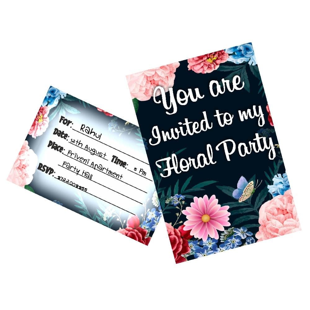 Balloonistics Floral Theme Birthday Invitation Cards (Pack of 10) with Envelopes - Double-Sided Premium Cardstock Invites for Garden Parties, Tea Parties & Spring Birthdays (Invite Cards - Pack of 10) thumbnail 1