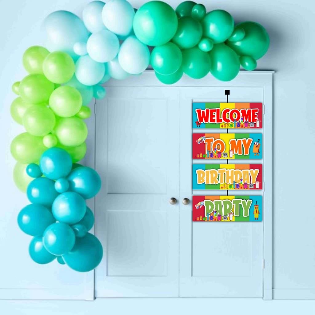 Balloonistics Number Blocks Theme Birthday Welcome Board - 2.3 Feet Large Cardstock Entrance Sign for Outdoor & Indoor - Math-Powered Learning & "Step Squad" Educational Party Decor (Welcome Outdoor Board) thumbnail 3