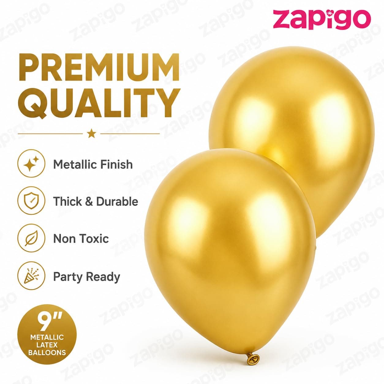 Balloonistics 25-Pack Metallic Pearl Finish Gold Latex Balloons – Shiny Warm Gold Balloons for Birthday, Wedding, Anniversary, Diwali & Festive Party Decoration thumbnail 2