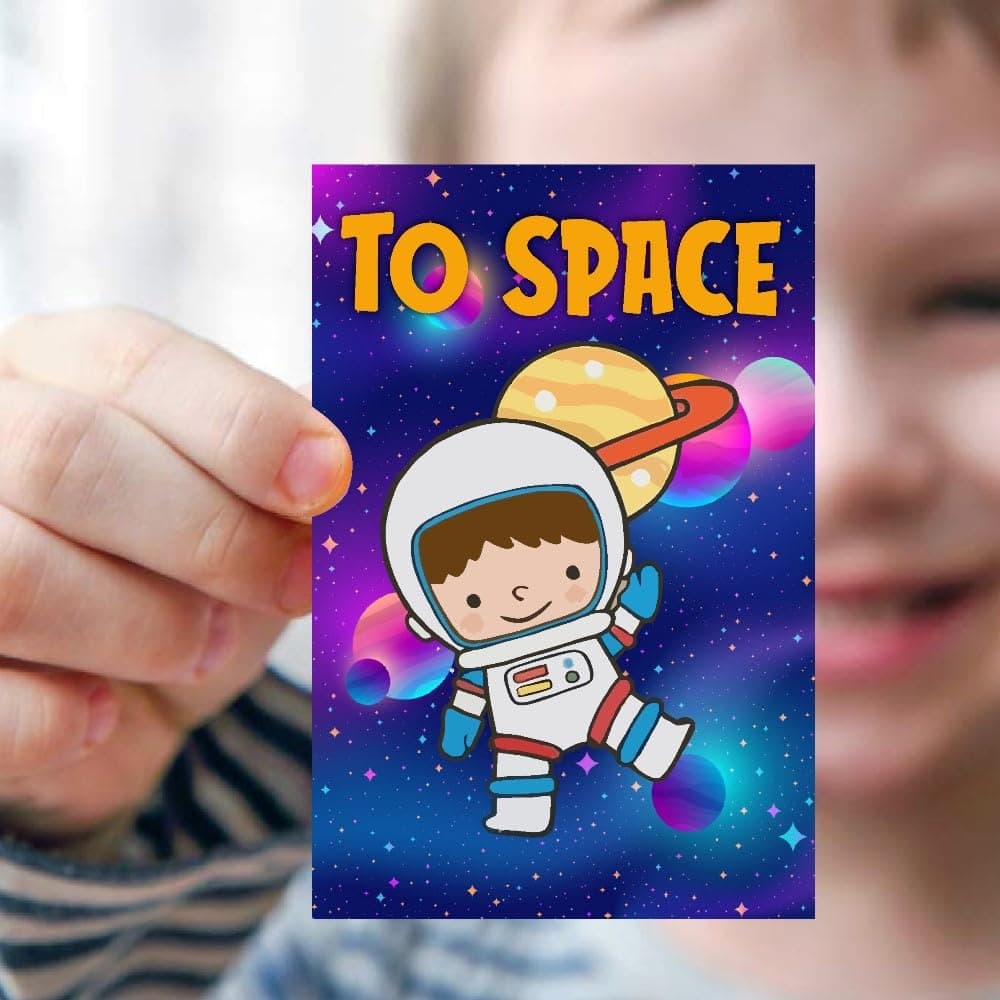 Balloonistics Space Theme Invitation Cards Double-Sided Cardstock Invites Party Supplies for Kids Birthdays (Invite Cards - Pack of 10) thumbnail 2