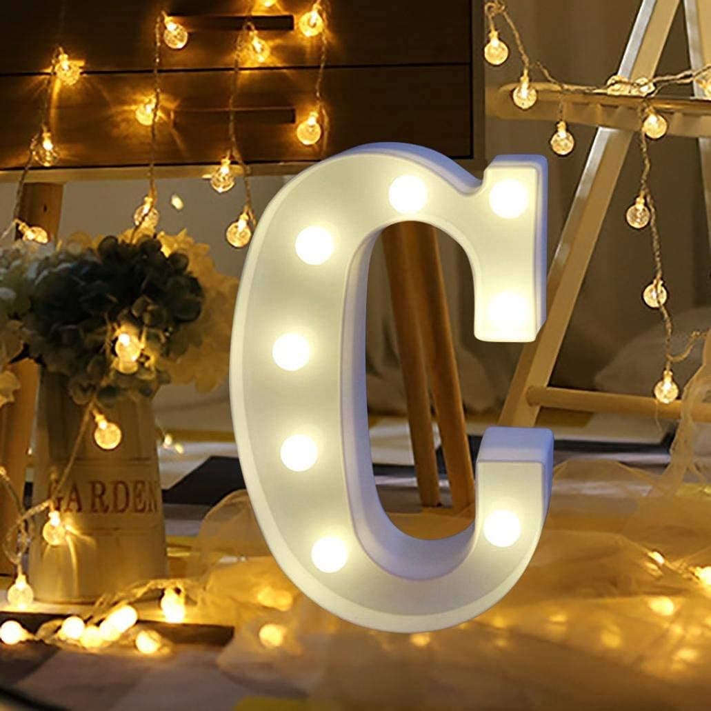 Balloonistics LED Marquee Letter 'C' Light | 9-Inch Warm White Glow | Cordless Battery-Operated Standing Alphabet Sign for Birthdays, Christenings, Weddings & Personalised Home Décor thumbnail 1