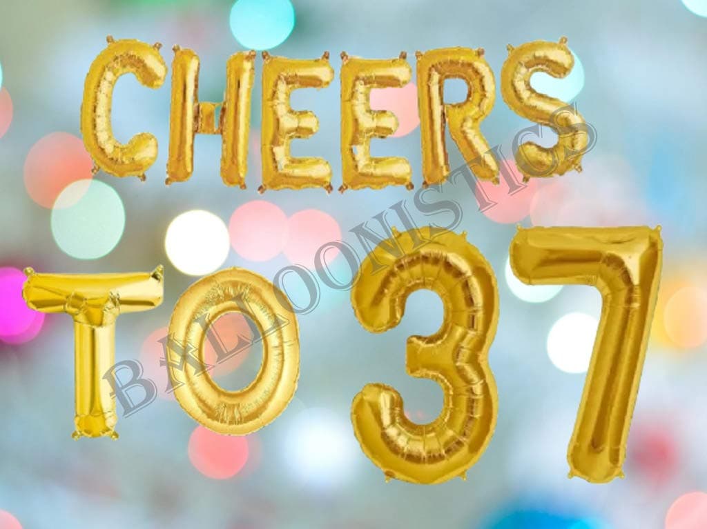 Balloonistics Cheers to Thirty Seven Foil Balloon Combo – “Cheers to 37” & Number 37 Foil Balloon Set for 37th Birthday & Anniversary Party Decorations thumbnail 3
