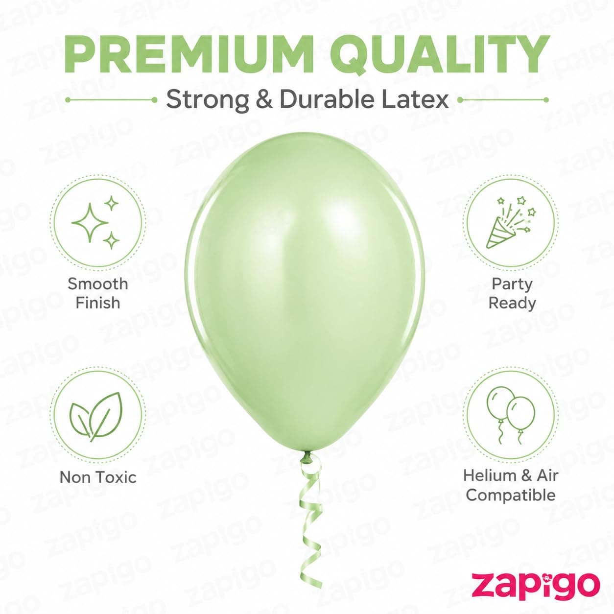 Balloonistics 50-Pack Pastel Green Latex Balloons – Soft Matte Finish Balloons for Baby Shower, Garden Party, Jungle Theme & Birthday Decoration thumbnail 2