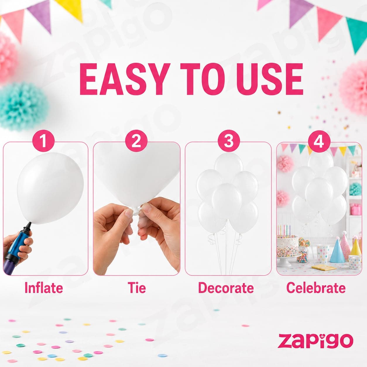 Balloonistics 25-Pack Metallic Pearl Finish White Latex Balloons – Shiny Pearlescent White Balloons for Wedding, Baby Shower, Christening & Elegant Party Decoration thumbnail 7
