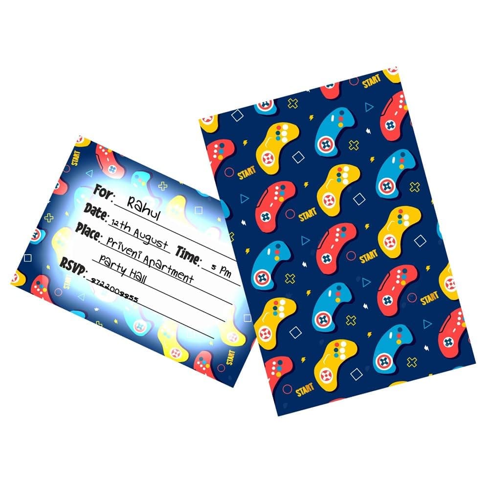 Balloonistics Video Game Birthday Invitation Cards with Envelopes - Double-Sided Cardstock Party Invites - Gamer Theme Level Up Party Supplies for Kids & Boys, "You're Invited" Fill-In Cards (Invite Cards - Pack of 10) thumbnail 1