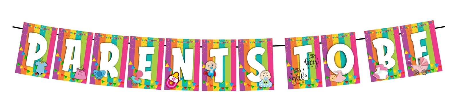 Balloonistics Parents to Be Banner - Cardstock Bunting for Baby Showers - "Mom & Dad to Be" Party Decorations, Elegant Pregnancy Announcement Backdrop thumbnail 1