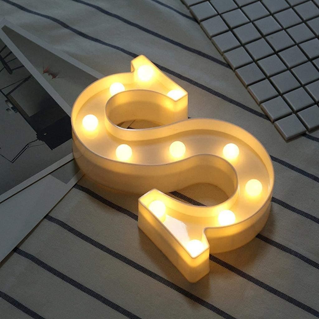 Balloonistics LED Marquee Letter 'S' Light | 9-Inch Warm White Glow | Cordless Battery-Operated Standing Alphabet Sign for Birthdays, Weddings, Nurseries & Personalised Home Décor thumbnail 3