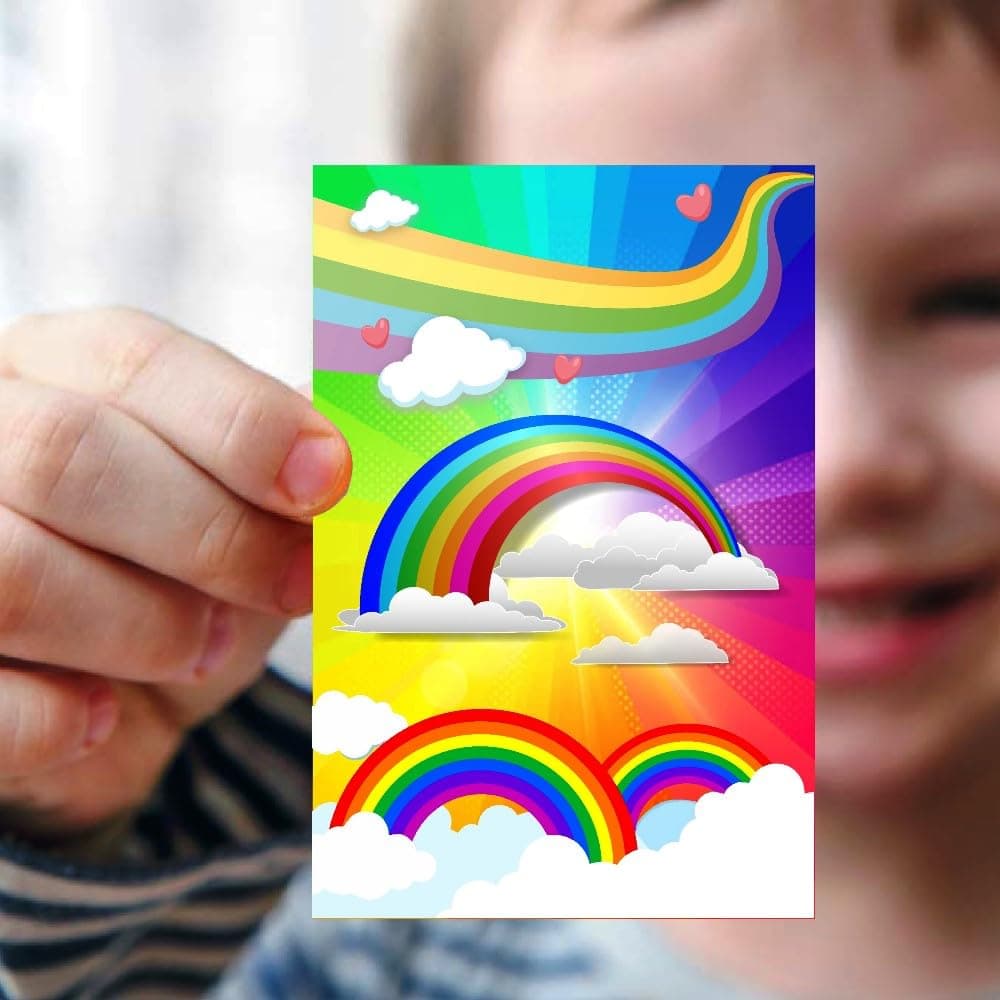 Balloonistics Rainbow Theme Birthday Invitation Cards - Pack of 10 Double-Sided Cardstock Invites - Vibrant Multi-Color Party Invitations for Kids, Toddlers (Invite Cards - Pack of 10) thumbnail 2