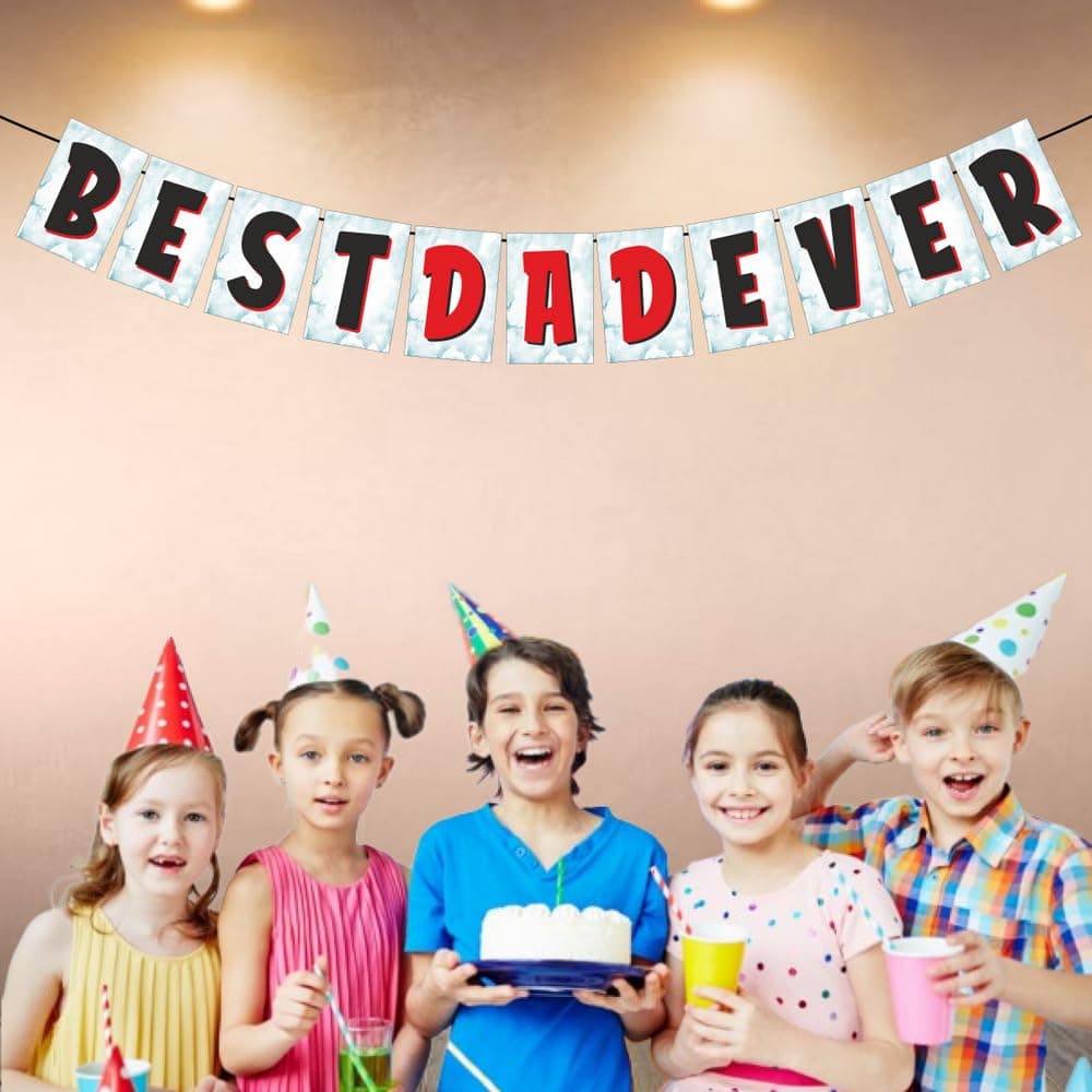 Balloonistics Best Dad Ever Banner – Premium Cardstock Bunting for Father's Birthday, Father's Day & Dad Appreciation Party Decoration thumbnail 3