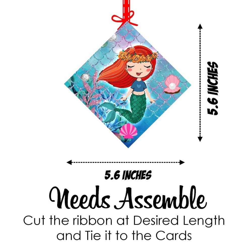 Balloonistics Mermaid Party Decorations Hanging Decor Double-Sided Cardstock Room Decor with Ribbons Under the Sea Birthday Supplies (Hangings - Pack of 12) thumbnail 7
