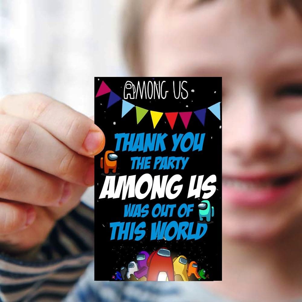 Balloonistics Among Theme Thank You Cards Premium Cardstock Return Gift Notes Birthday Party Supplies for Kids Birthday (Thank you Cards - Pack of 20)