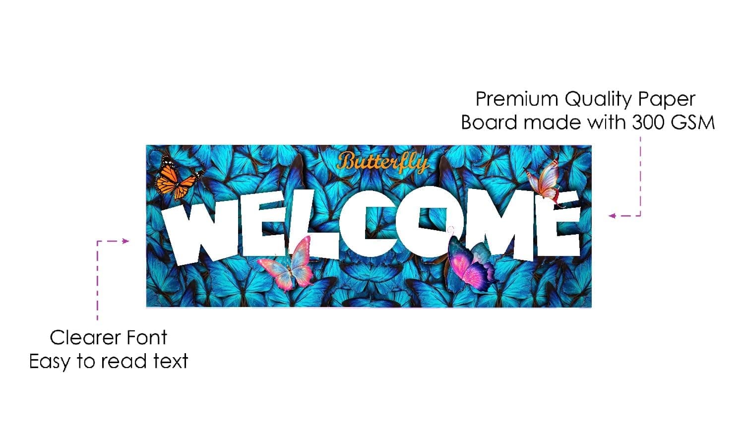 Balloonistics Butterfly Theme Birthday Welcome Board - 2.3 Feet Large Cardstock Entrance Sign for Outdoor & Indoor - Elegant Pink, Gold & Purple Enchanted Garden Party Decor (Welcome Outdoor Board) thumbnail 6