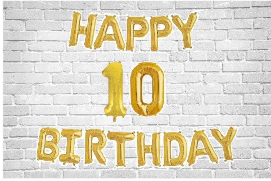 Balloonistics Happy 10th Birthday Gold Foil Balloon Combo – Number 10 Balloon Set for Birthday Photo Booth & Party Decoration thumbnail 1