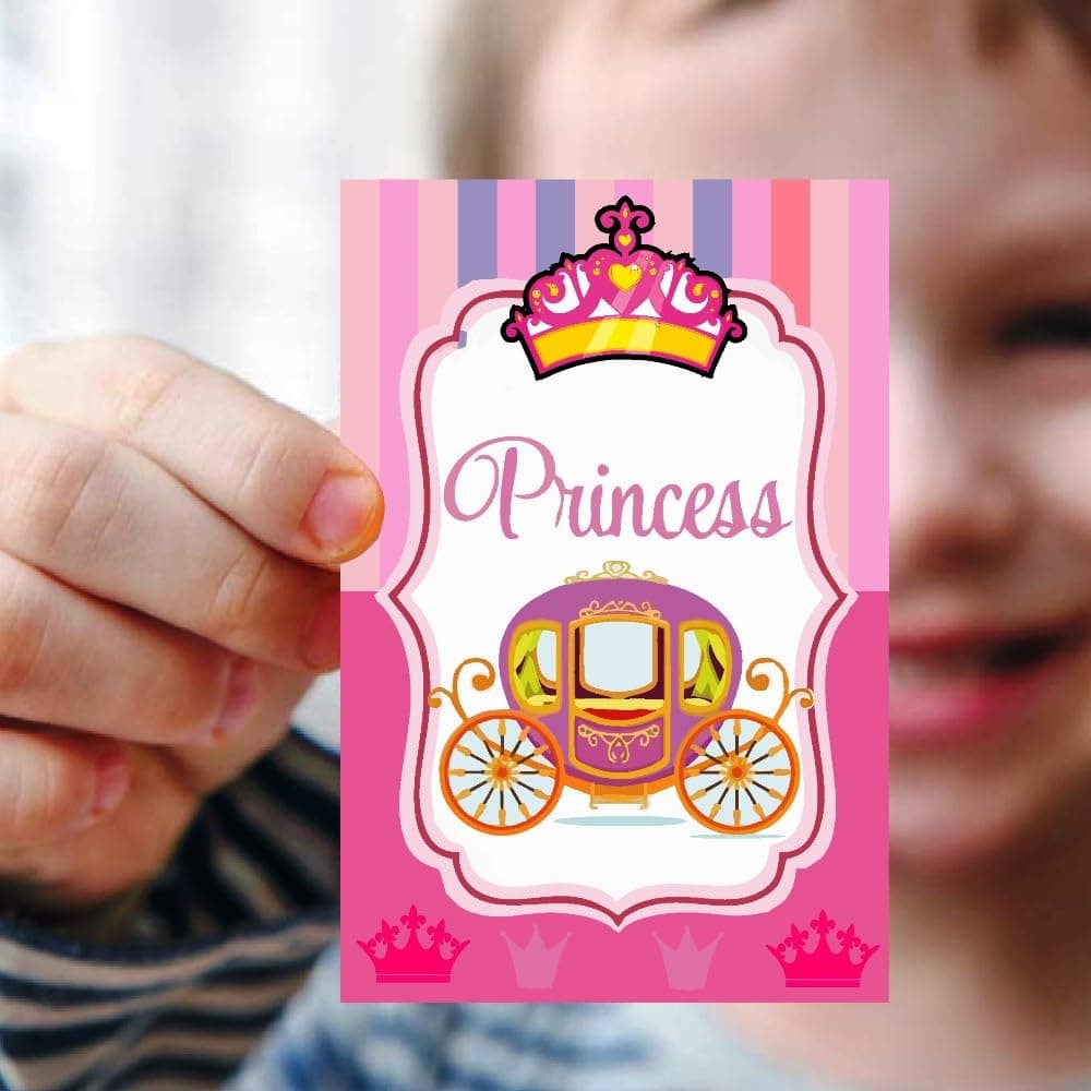 Balloonistics Princess Theme Invitation Cards Premium Double-Sided Cardstock Birthday Invites for Girls Elegant Party Supplies (Invite Cards - Pack of 10) thumbnail 2