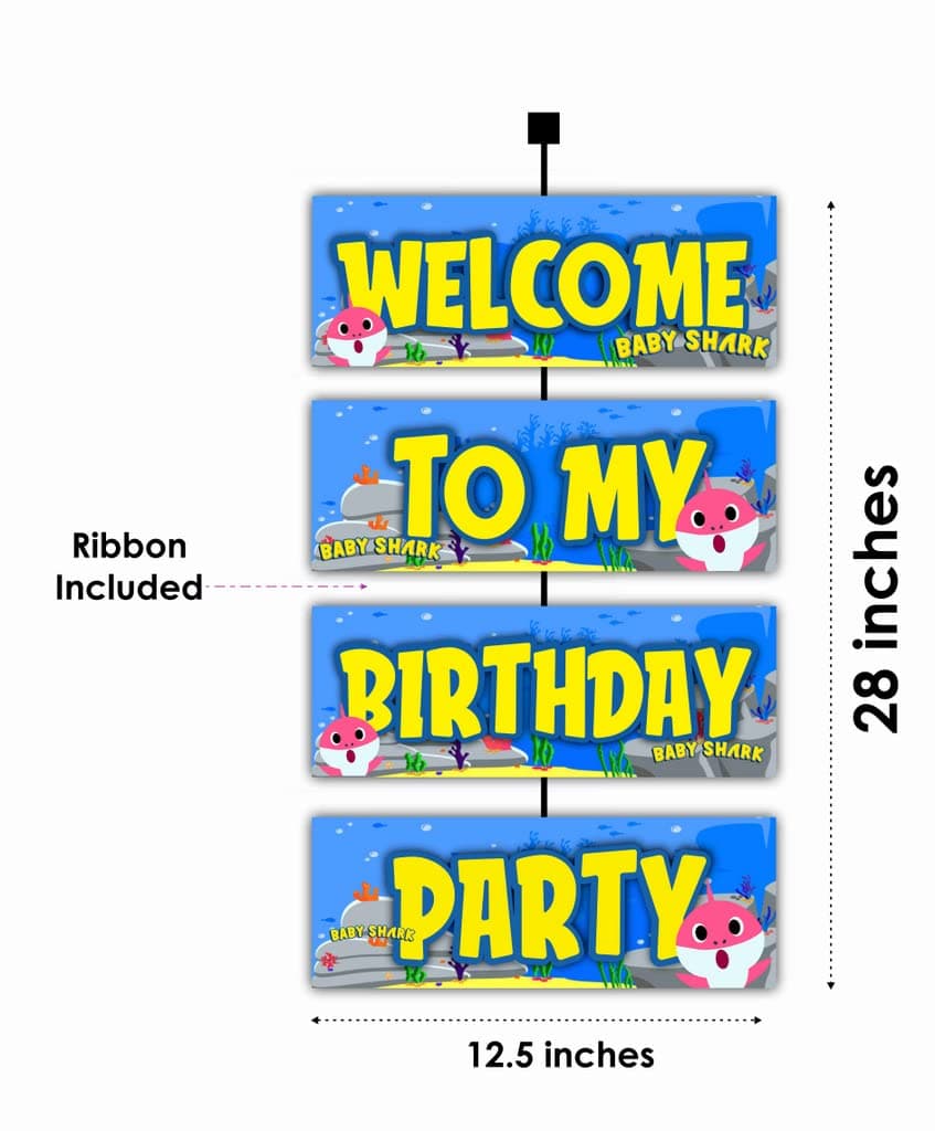 Balloonistics Little Shark Theme Welcome Board 2.3 Feet Large Cardstock Entrance Sign for Kids Birthday Party Indoor and Outdoor Decor (Welcome Outdoor Board) thumbnail 2