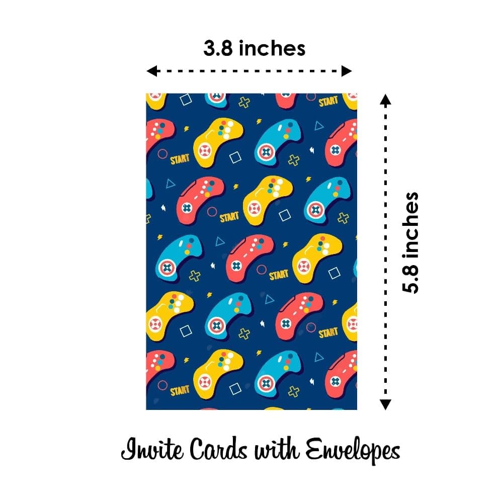 Balloonistics Video Game Birthday Invitation Cards with Envelopes - Double-Sided Cardstock Party Invites - Gamer Theme Level Up Party Supplies for Kids & Boys, "You're Invited" Fill-In Cards (Invite Cards - Pack of 10) thumbnail 6