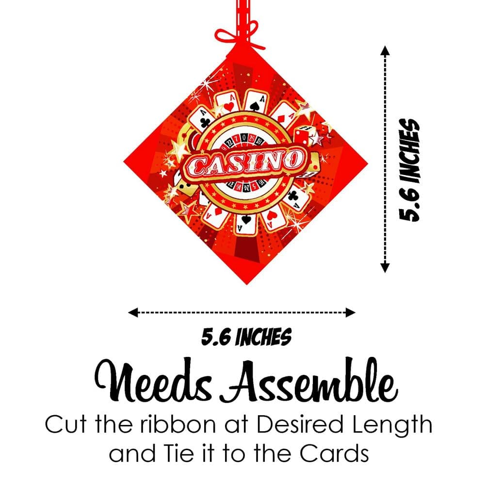 Balloonistics Casino Theme Birthday Hanging Decorations (Pack of 12) - Double-Sided Cardstock Swirls & Cutouts for Las Vegas Style Parties - Poker Night & Casino Royale Ceiling Decor with Ribbons (Hangings - Pack of 12) thumbnail 7