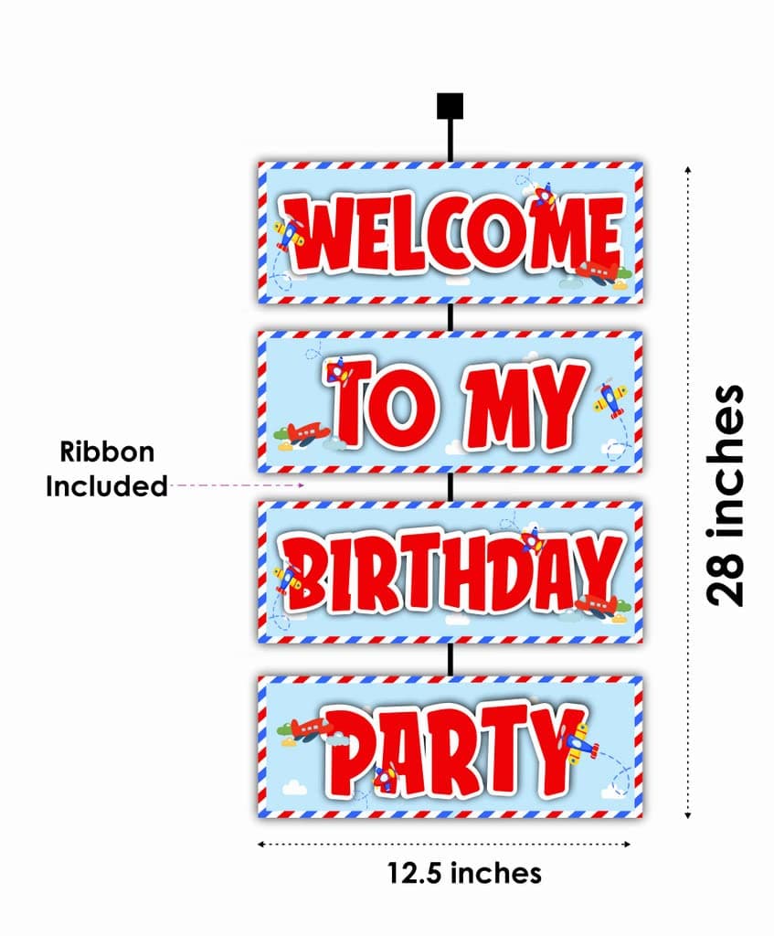 Aeroplane Theme Outdoor Welcome Board 2.3 feet Cardstock Panels - Blue & Red Airplane Birthday Entrance Sign (Welcome Board 2.3 feet) thumbnail 2