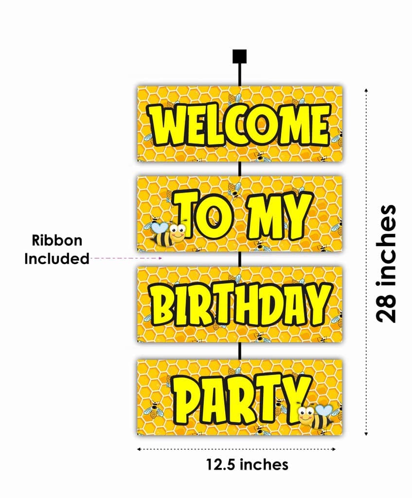 Balloonistics Honey Bee "Welcome" Board 2.3 Feet Large Cardstock Honey Bee Theme Party Decorations Hanging Welcome Sign with Ribbon for Birthday, Indoor & Outdoor (Welcome Outdoor Board) thumbnail 2