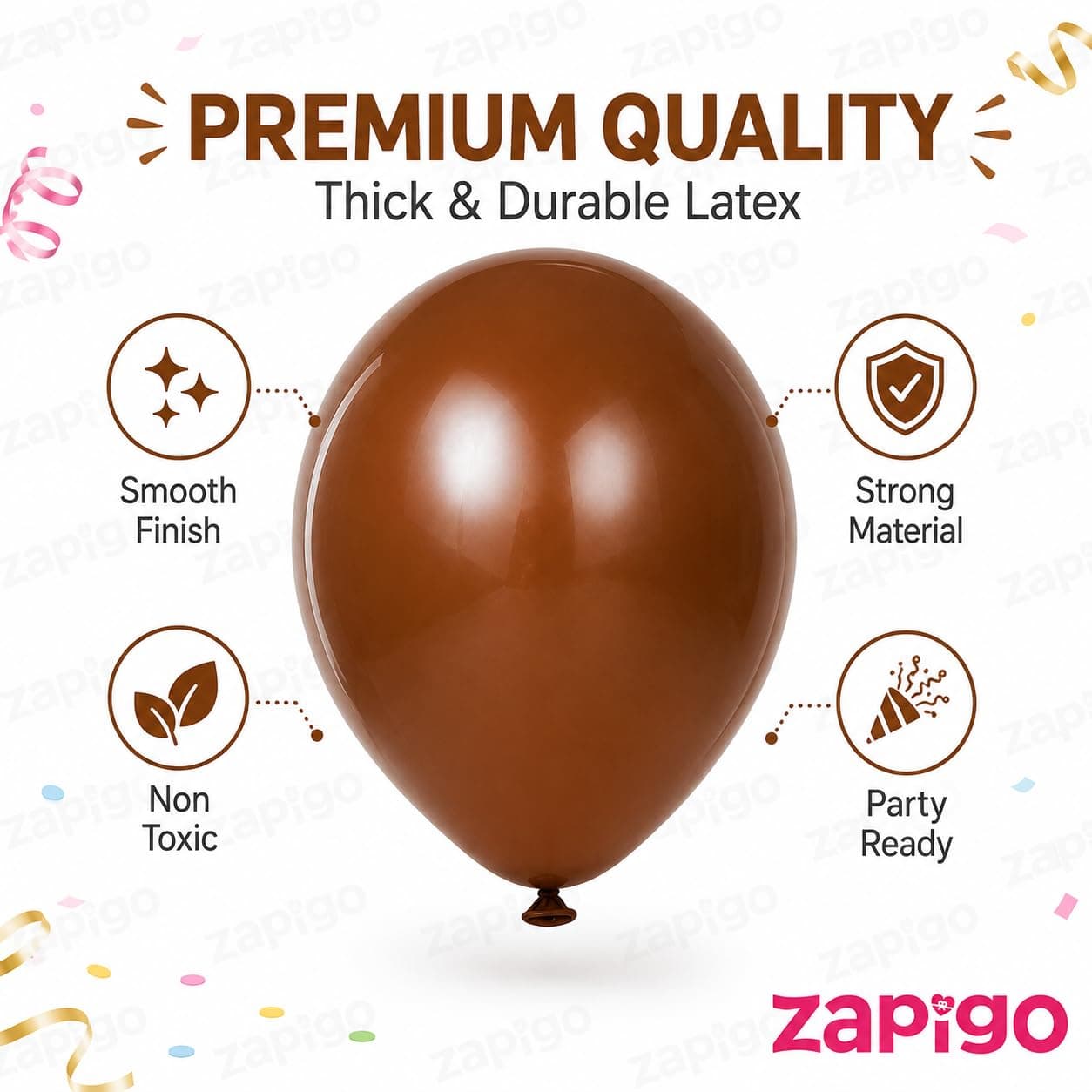 Balloonistics 10 Inch (Pack Of 50) Balloons for Birthday Decoration, Decoration for Weddings, Engagement, Baby Shower, 1st Birthday, Anniversary Party, Birthday Party supplies (Brown) thumbnail 2