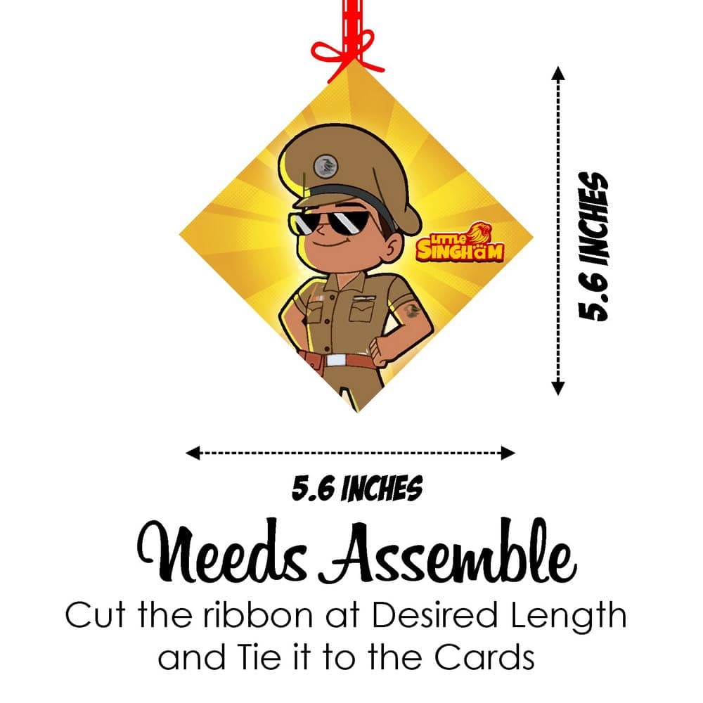 Balloonistics Little Police Singham Theme Hanging Decorations with Ribbons Double-Sided Printed Cardstock Perfect for Kids Birthday (Hangings - Pack of 12) thumbnail 7