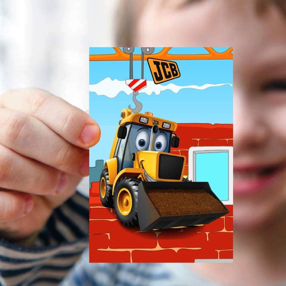 Balloonistics Little JCB Happy Birthday Invitation Cards - Pack of 10 Construction Theme Party Invites - Premium Cardstock "Dig In" Fill-in Invitations, Yellow Excavator & Digger Birthday Supplies (Invite Cards - Pack of 10) thumbnail 2