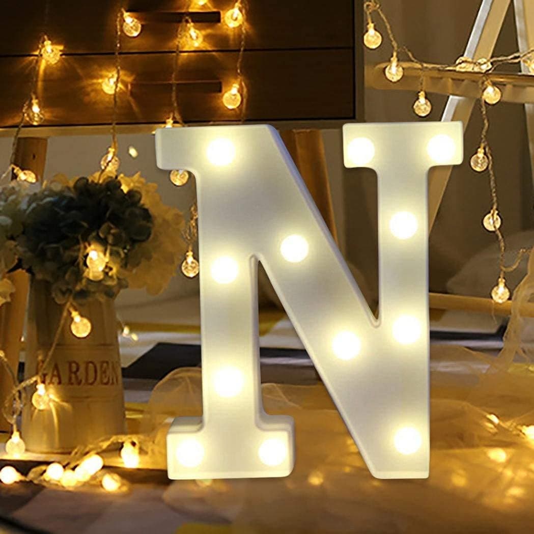 Balloonistics LED Marquee Letter 'N' Light | 9-Inch Warm White Glow | Cordless Battery-Operated Standing Alphabet Sign for Birthdays, Weddings, Nurseries & Personalised Home Décor thumbnail 1