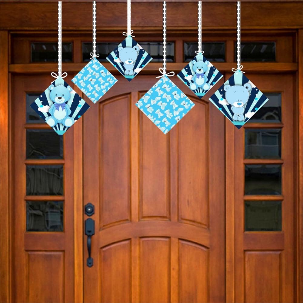 Balloonistics Blue Teddy Bear Birthday Hanging Decorations - Pack of 12 Double-Sided Cardstock Swirls & Cutouts - Premium Cuddly Bear Theme Party Decor with Ribbons - Perfect for Boys’ Birthdays & Room Decor (Hangings - Pack of 12) thumbnail 3