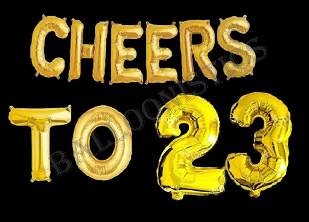 Balloonistics Cheers to Twenty Three Foil Balloon Combo – “Cheers to 23” & Number 23 Foil Balloon Set for 23rd Birthday & Anniversary Party Decorations thumbnail 2