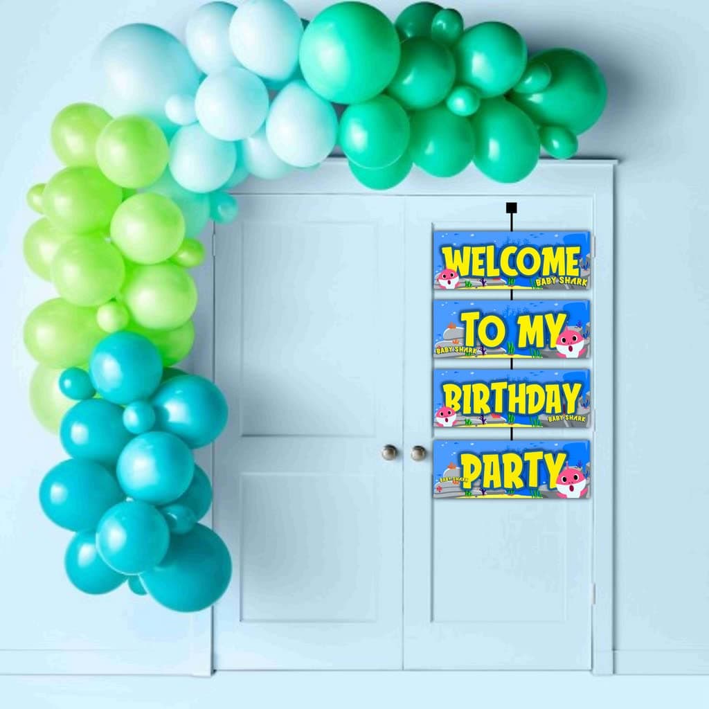 Balloonistics Little Shark Theme Welcome Board 2.3 Feet Large Cardstock Entrance Sign for Kids Birthday Party Indoor and Outdoor Decor (Welcome Outdoor Board) thumbnail 3